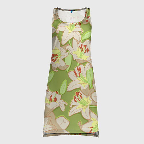 Женская туника Нежные цветы - лилии: цветной паттерн / 3D-принт – фото 1