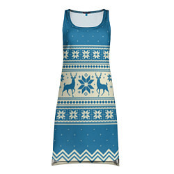 Туника женская Sweater with deer on a blue background, цвет: 3D-принт