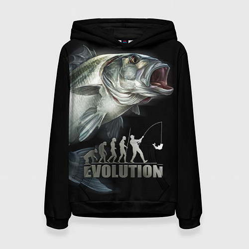 Женская толстовка Эволюция рыбалки / 3D-Черный – фото 1