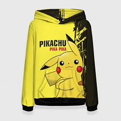 Толстовка-худи женская Pikachu Pika Pika, цвет: 3D-черный