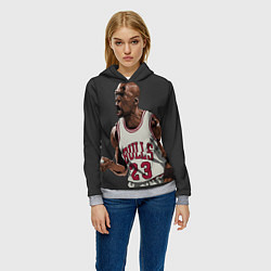 Толстовка-худи женская Bulls 23: Jordan, цвет: 3D-меланж — фото 2