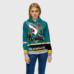 Толстовка-худи женская San Jose Sharks, цвет: 3D-меланж — фото 2
