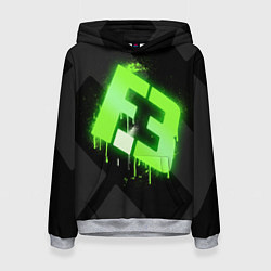 Толстовка-худи женская Flipsid3: Black collection, цвет: 3D-меланж