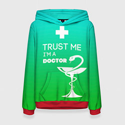 Толстовка-худи женская Trust me, i'm a doctor, цвет: 3D-красный