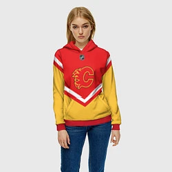 Толстовка-худи женская NHL: Calgary Flames, цвет: 3D-красный — фото 2