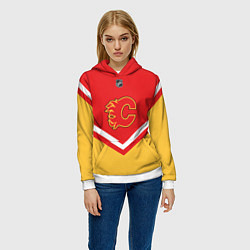 Толстовка-худи женская NHL: Calgary Flames, цвет: 3D-белый — фото 2