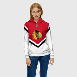 Толстовка-худи женская NHL: Chicago Blackhawks, цвет: 3D-белый — фото 2