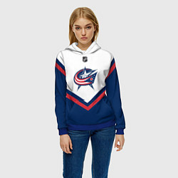Толстовка-худи женская NHL: Columbus Blue Jackets, цвет: 3D-синий — фото 2