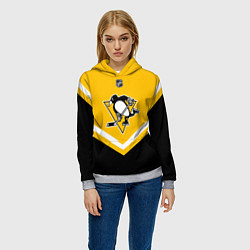 Толстовка-худи женская NHL: Pittsburgh Penguins, цвет: 3D-меланж — фото 2