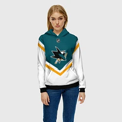 Толстовка-худи женская NHL: San Jose Sharks, цвет: 3D-черный — фото 2