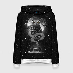 Толстовка-худи женская Ночная сова, цвет: 3D-белый