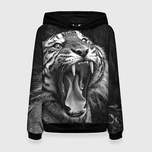 Женская толстовка Гнев тигра / 3D-Черный – фото 1