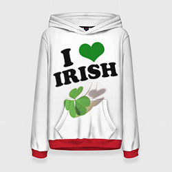 Толстовка-худи женская Ireland, I love Irish, цвет: 3D-красный