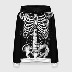 Толстовка-худи женская Floral Skeleton, цвет: 3D-белый