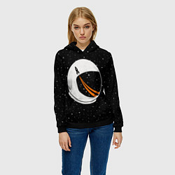 Толстовка-худи женская Шлем астронавта, цвет: 3D-черный — фото 2