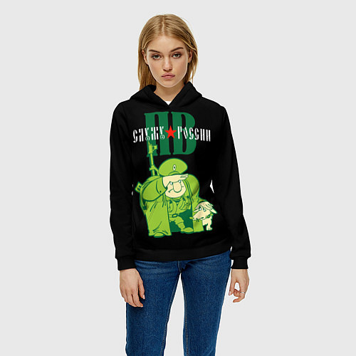 Женская толстовка Служу России - пограничные войска / 3D-Черный – фото 3