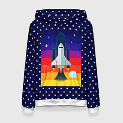 Толстовка-худи женская Запуск ракеты, цвет: 3D-белый