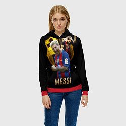 Толстовка-худи женская Messi Star, цвет: 3D-красный — фото 2
