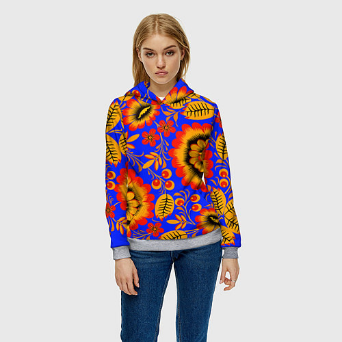 Женская толстовка Хохломской узор / 3D-Меланж – фото 3