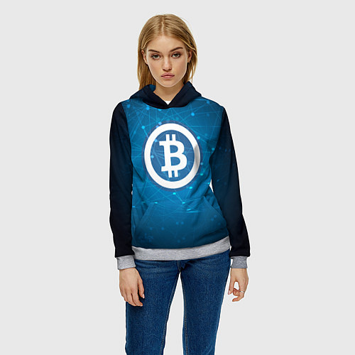 Женская толстовка Bitcoin Blue / 3D-Меланж – фото 3