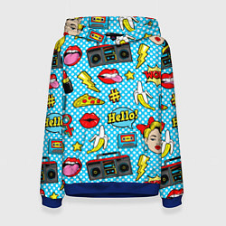 Толстовка-худи женская Девочка из комикса, цвет: 3D-синий