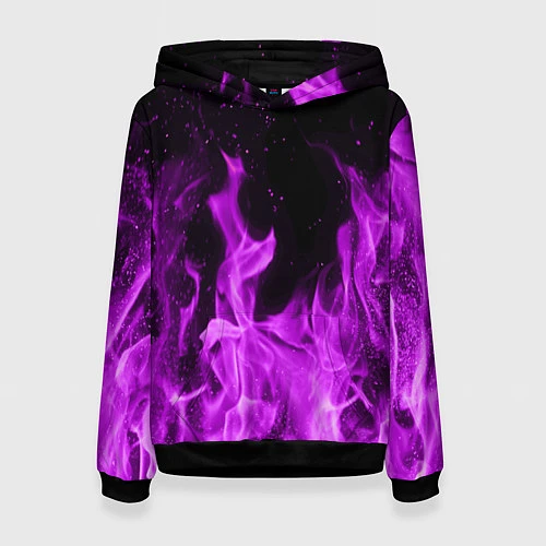 Женская толстовка Фиолетовый огонь / 3D-Черный – фото 1