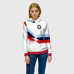 Толстовка-худи женская BMW БМВ WHITE, цвет: 3D-красный — фото 2