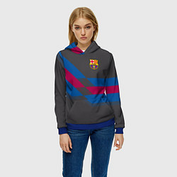 Толстовка-худи женская Barcelona FC: Dark style, цвет: 3D-синий — фото 2