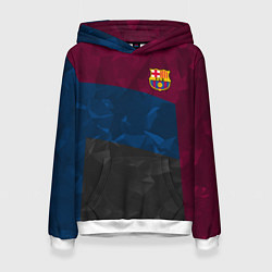 Толстовка-худи женская FC Barcelona: Dark polygons, цвет: 3D-белый