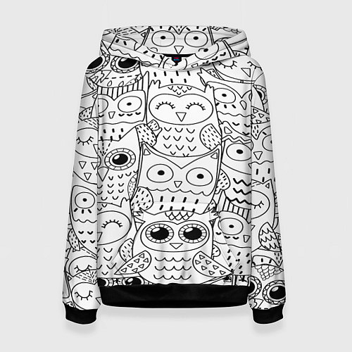 Женская толстовка Совушки: узор / 3D-Черный – фото 1