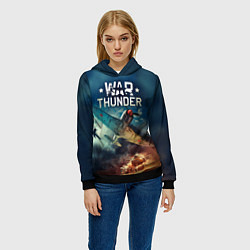Толстовка-худи женская Гром войны, цвет: 3D-черный — фото 2