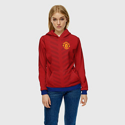 Толстовка-худи женская Manchester United: Red Lines, цвет: 3D-синий — фото 2