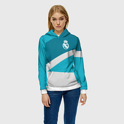 Толстовка-худи женская FC Real Madrid: Sport Geometry, цвет: 3D-белый — фото 2