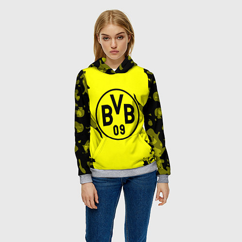 Женская толстовка FC Borussia Dortmund: Yellow & Black / 3D-Меланж – фото 3