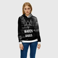 Толстовка-худи женская Watch Dogs: Hacker, цвет: 3D-белый — фото 2