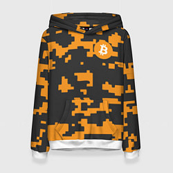 Толстовка-худи женская Bitcoin: Orange Camo, цвет: 3D-белый