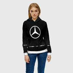 Толстовка-худи женская Mercedes: Black Abstract, цвет: 3D-белый — фото 2