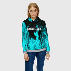 Толстовка-худи женская R6S: Turquoise Flame, цвет: 3D-меланж — фото 2