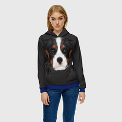 Толстовка-худи женская Cavalier King Charles, цвет: 3D-синий — фото 2