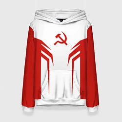 Толстовка-худи женская СССР воин, цвет: 3D-белый