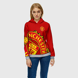 Толстовка-худи женская FC Man United: Red Exclusive, цвет: 3D-меланж — фото 2