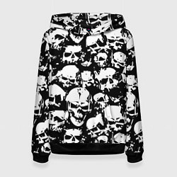 Толстовка-худи женская Черепа ужаса, цвет: 3D-черный