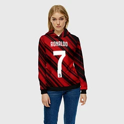 Толстовка-худи женская Ronaldo 7: Red Sport, цвет: 3D-черный — фото 2