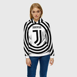 Толстовка-худи женская FC Juventus Round, цвет: 3D-белый — фото 2