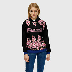 Толстовка-худи женская Black Pink: Delicate Sakura, цвет: 3D-синий — фото 2