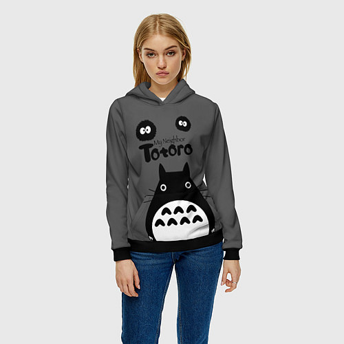 Женская толстовка Тоторо рядом / 3D-Черный – фото 3