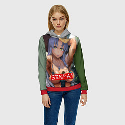 Толстовка-худи женская Senpai Sex, цвет: 3D-красный — фото 2