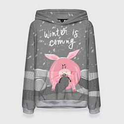 Толстовка-худи женская Pig: Winter is Coming, цвет: 3D-меланж