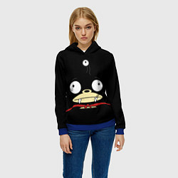 Толстовка-худи женская Лицо Ниблера, цвет: 3D-синий — фото 2