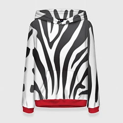 Толстовка-худи женская Африканская зебра, цвет: 3D-красный